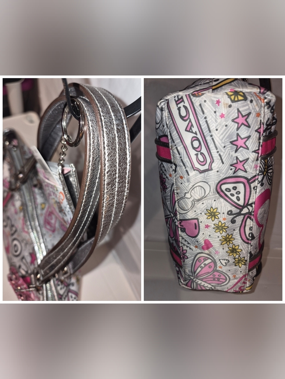 NWT 🎀Coach Poppy 🦋Butterfly🦋 Graffiti Tote And Matching Mini Skinny - Picture 3 of 14